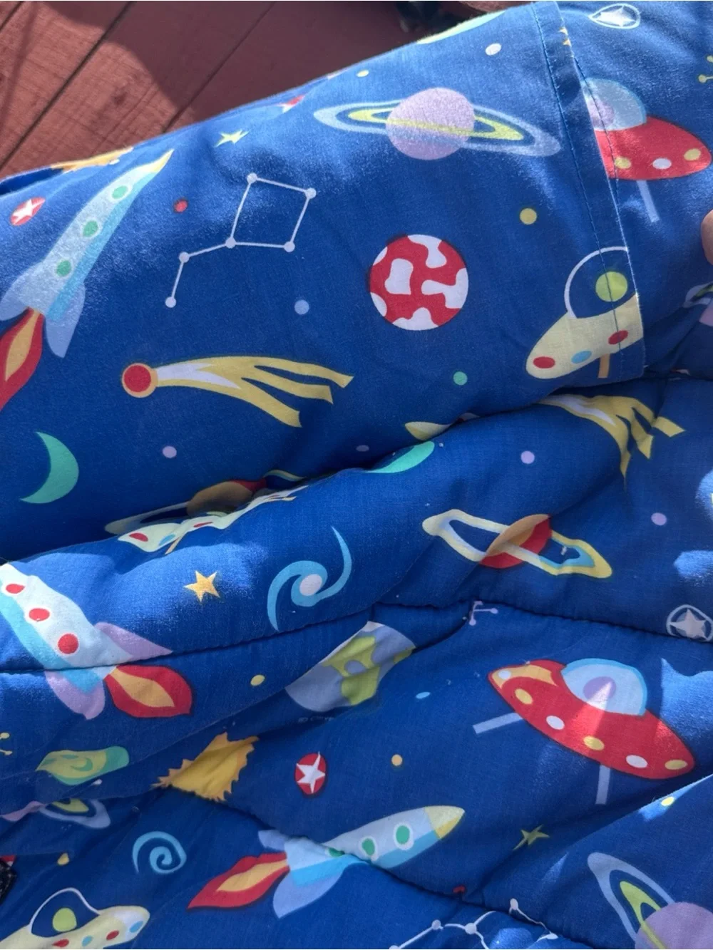 Blue Quilted Space-Print baby sleeping Blanket